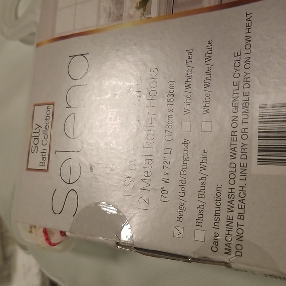 Sally Bath Collection Selena 13 PC Set; Shower Curtain  12 Metal Roller Hooks - Picture 4 of 8